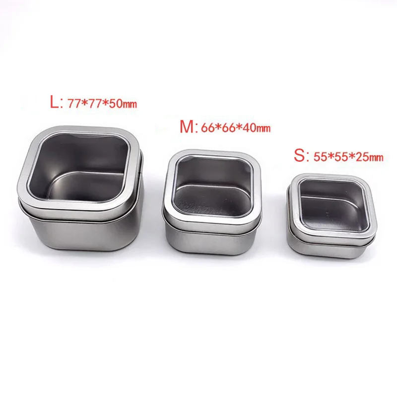 

Silver Blank Jewelry Storage Case Clear Window Top Metal Tin Can Box Crafts Box For Home Storage Dampproof Containers 1 Pc