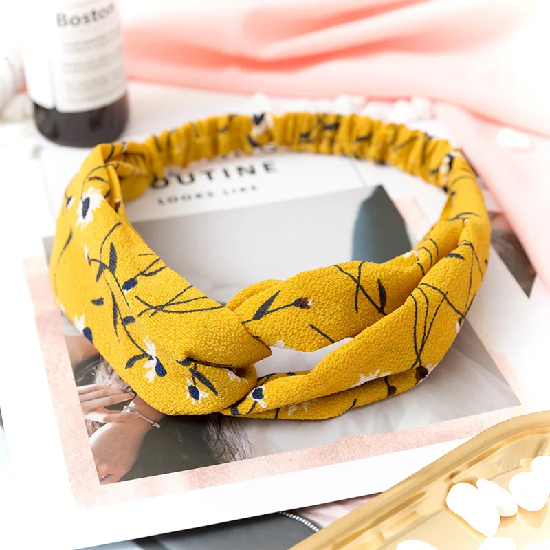 

bohemia Women Headband Fashion Flower Cross Knot Elastic Hair Bands Head Wrap Hair Accessories for Girls Lady Headwear Hair Band