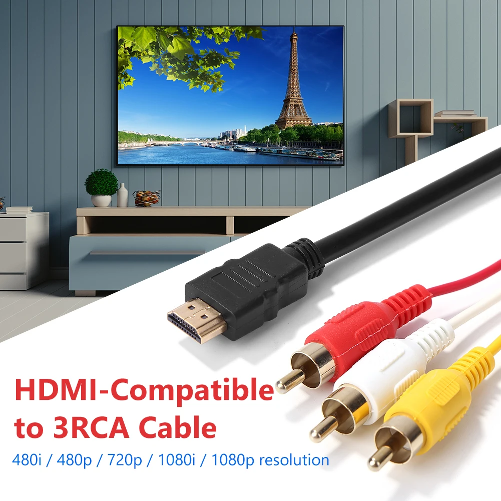 

Мини HDTV полный HDTV адаптер преобразователь HDMI-совместимый штекер к 3 RCA Штекер Аудио Видео AV адаптер конвертер кабель 1080P