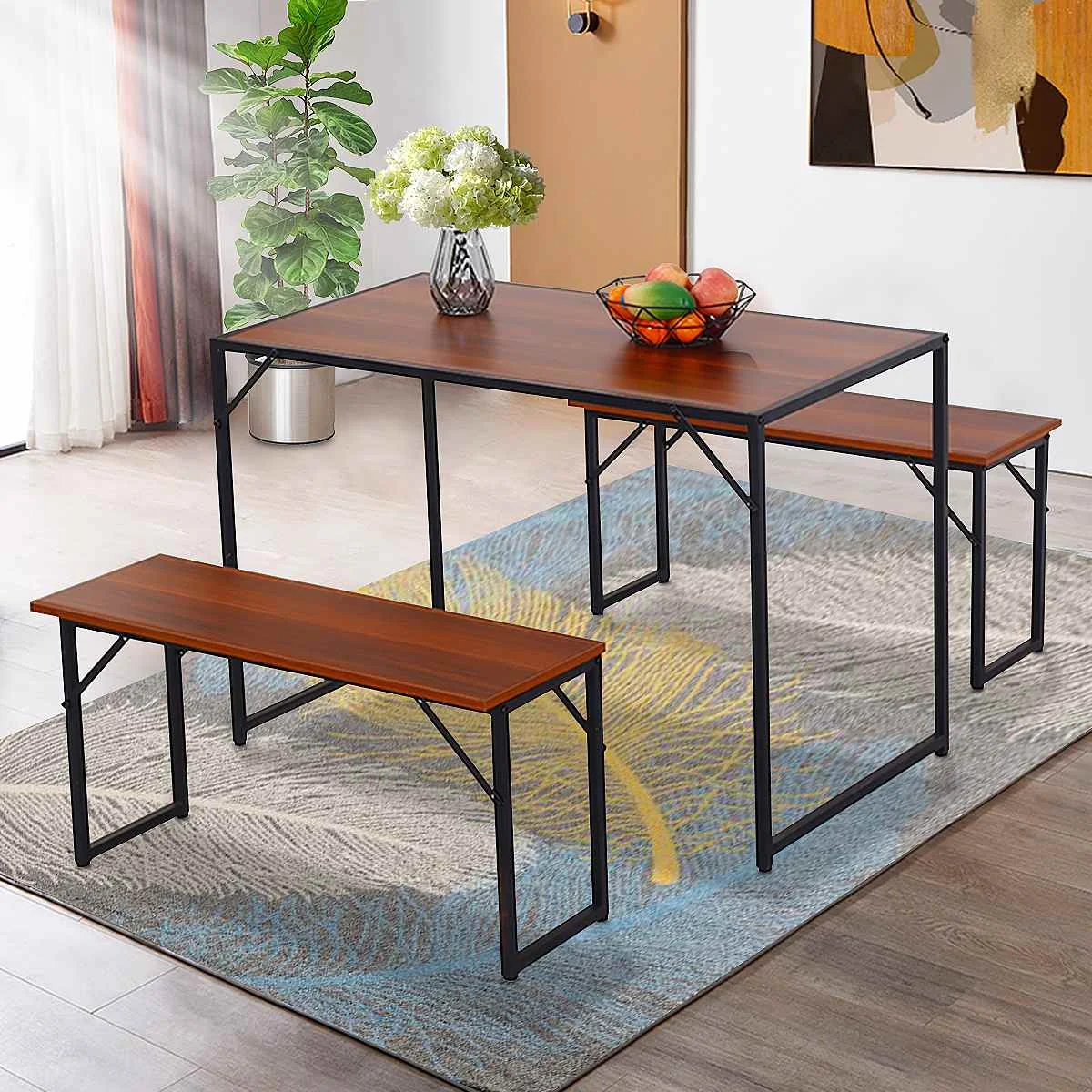 

Dropshipping Dinning Table Set Furniture Modern Table Dining Room Wood Dining Table with Chairs Kitchen Furniture Set