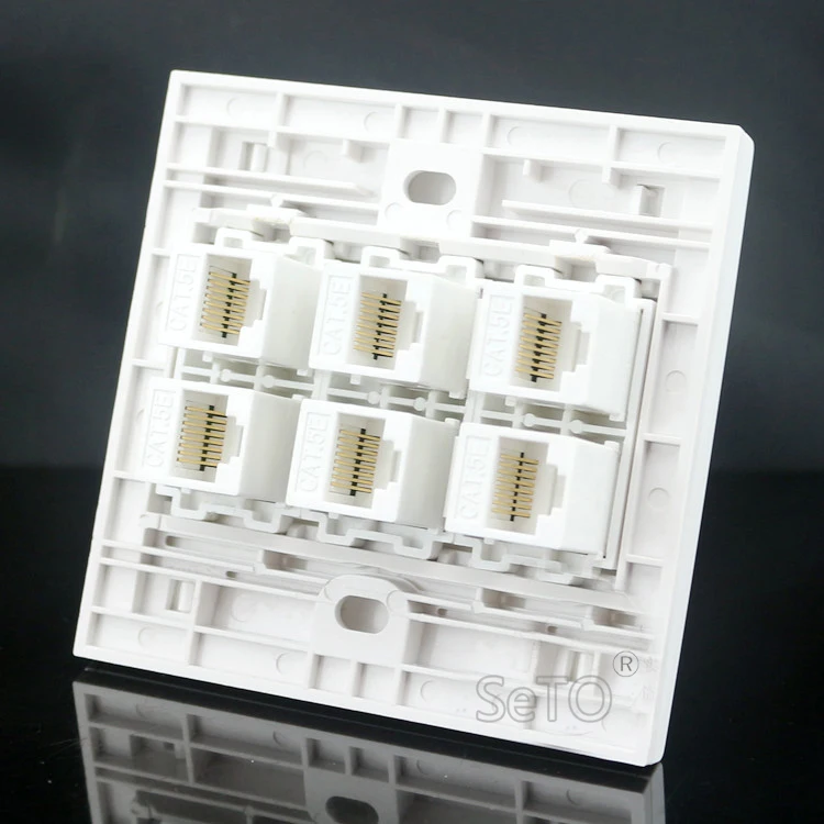 SeTo 86 Тип шесть портов RJ45 Cat5e Сетевая розетка для прямого подключения Lan настенная
