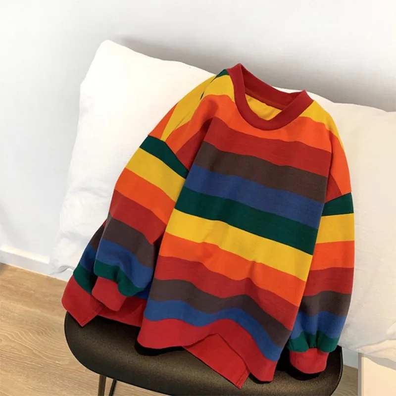 colorful COOTELILI/толстовки для маленьких девочек; яркие осенние детские толстовки в полоску; платье с длинными рукавами; пальто для детей; футболка; одежда - Цвет: colorful