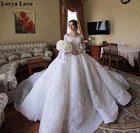 Роскошное бальное свадебное платье 2020, женское длинное свадебное платье с открытыми плечами, с иллюзией, Кружевная аппликация для принцессы