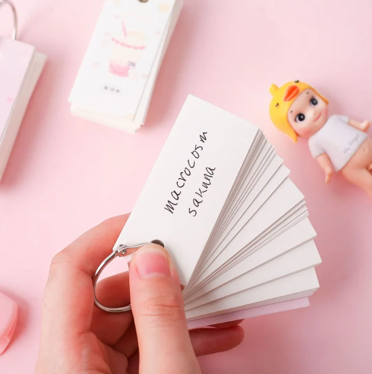 220 страниц пустая страница Kawaii Flash Card Ring Notepad Word учебная карта портативный блокнот