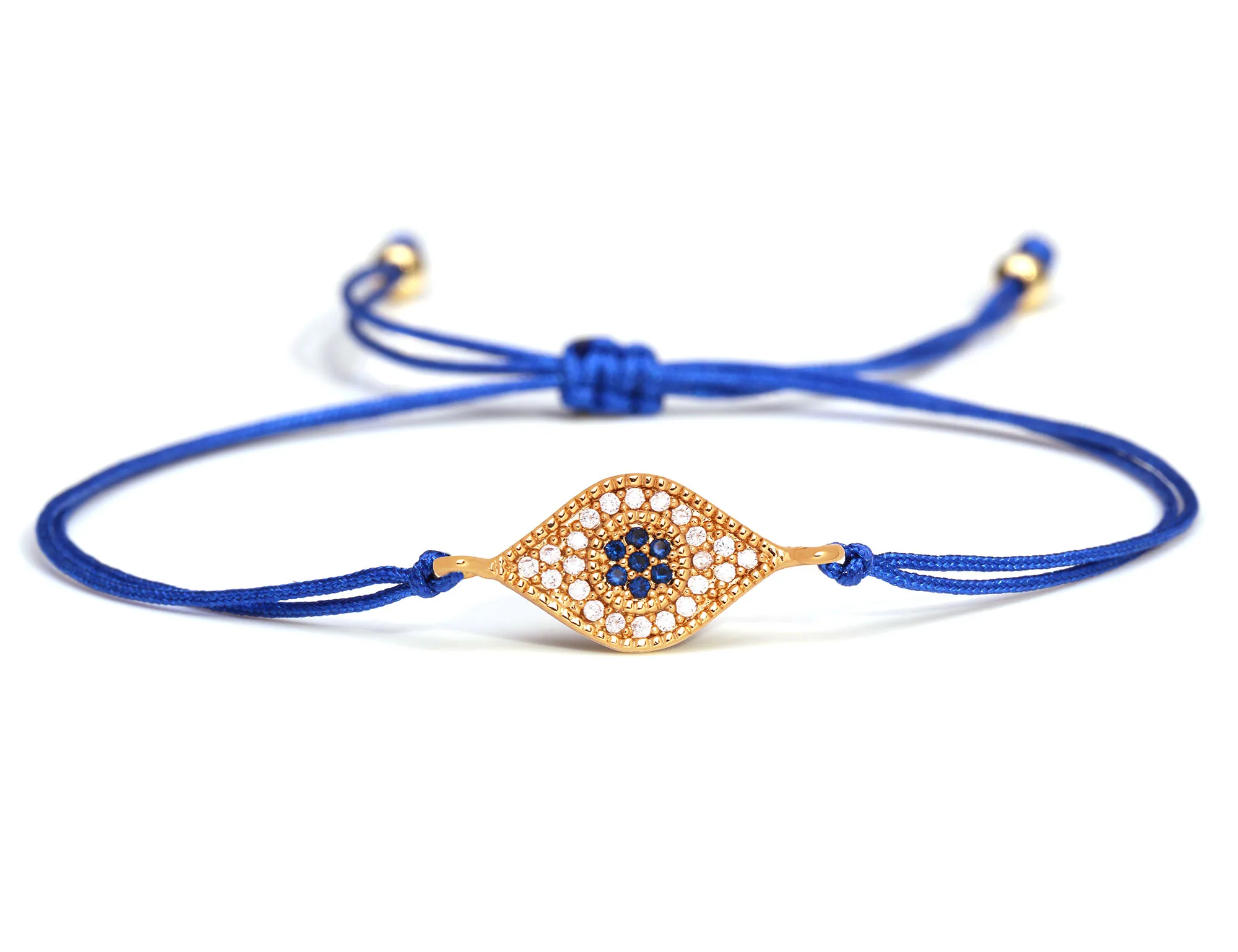 Sparkling Cubic Zirconia Prismatic Evil Eye Charm Bracelet Women Girl 2020 New Fashion Blue Turkish Red String Jewelry Gift | Украшения и