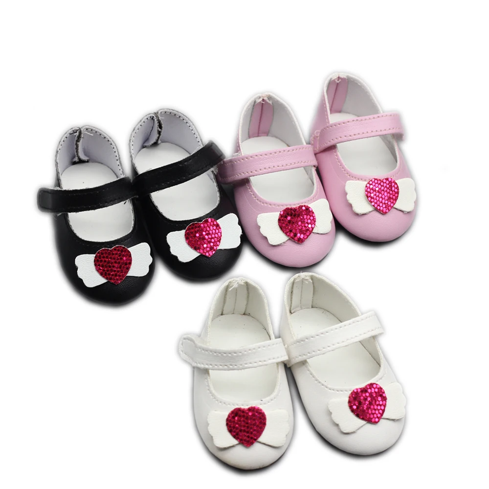 

3 Цвета 1 пара в форме сердца Модная Кукла обувь для 18 дюймов девочка кукла и 43 см для ухода за ребенком для мам, гиперреалистичный Пупс обувь ...