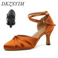 dkzsyim ballroom tango dance shoes for women closed toe dance shoe high heel salsa ballroom modern latin shoes for girls ladies