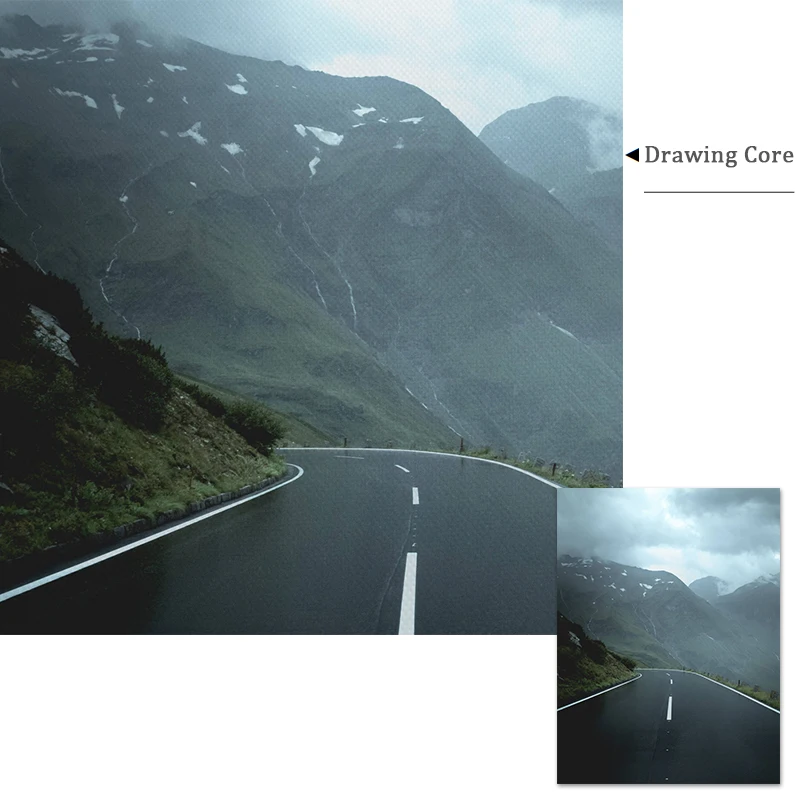 Туманный пейзаж горный зеленый лес печать скандинавский постер Картина на