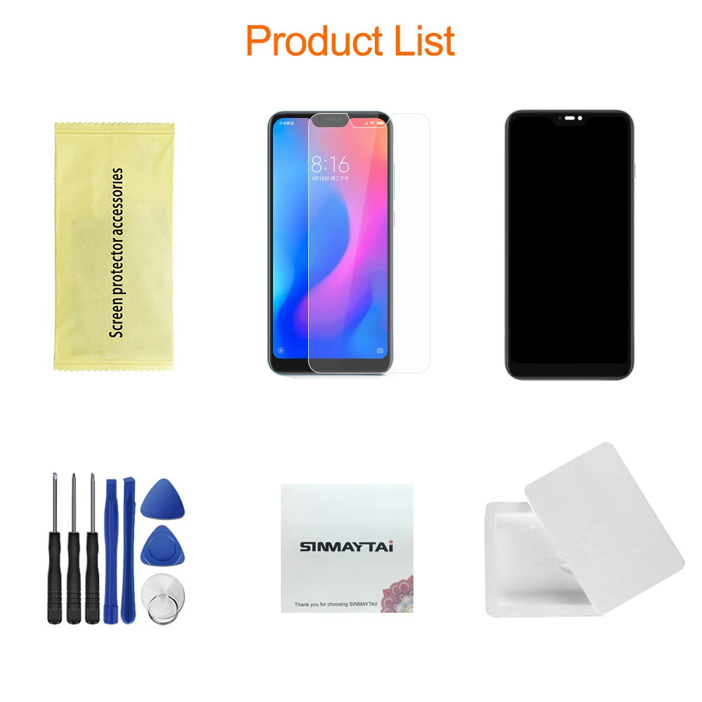 Для 5,8" Xiaomi mi A2 Lite ЖК-экран рамка+ сенсорный экран панель дигитайзер сборка Замена для Red mi 6 Pro