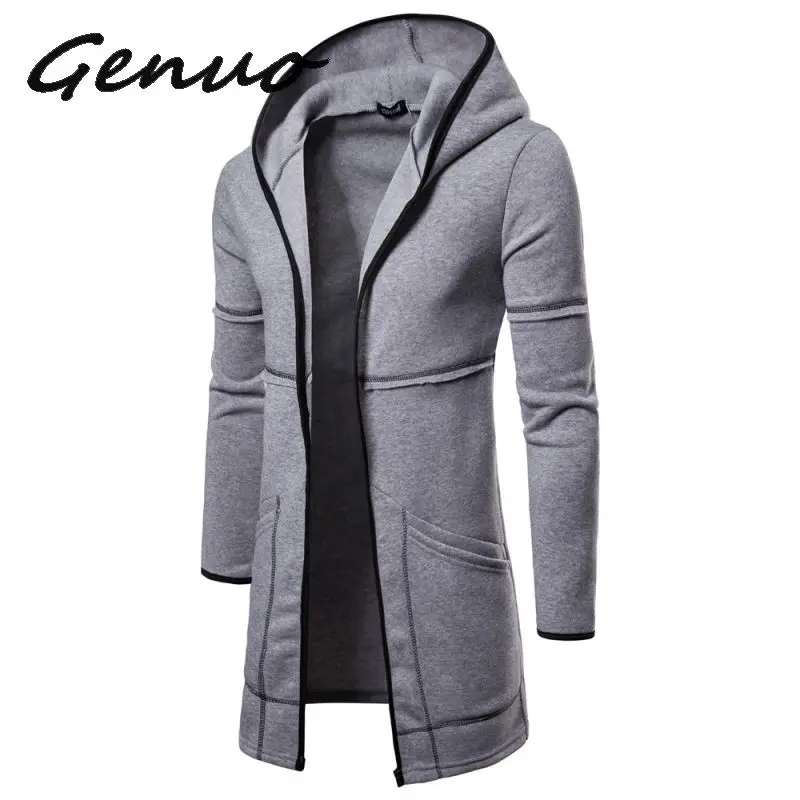 

Men's sweater long large pocket hooded cardigan fashion windproof casual Europe size top coat drop shipping discount clothes