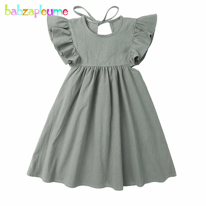 

1-6Years/2020 Summer Clothing Toddler Girls Dresses Solid Butterfly Sleeve Cotton Baby Princess Dress For Kids Clothes BC1522