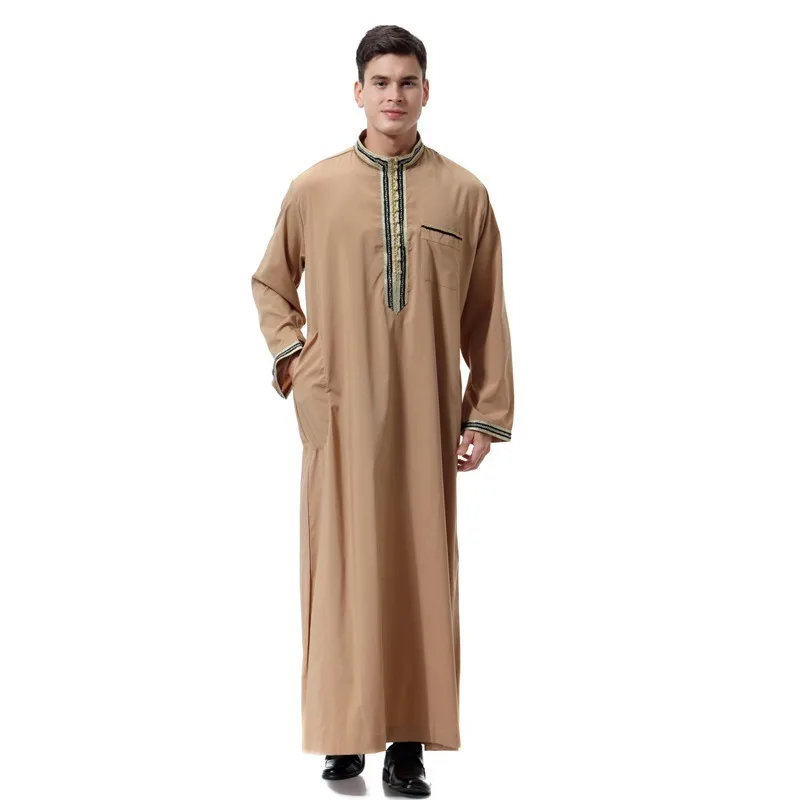 Islamic clothing Men Muslim Hombre kaftan Saudi Arabia  abaya Robe Pakistan clothes Full sleeve patchwork Ropa de hombre