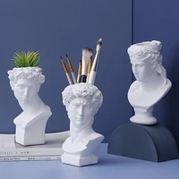 unique resin sculpture pen pencil holder decorative makeup brush storage holder home officer statue planter vase desk decoration