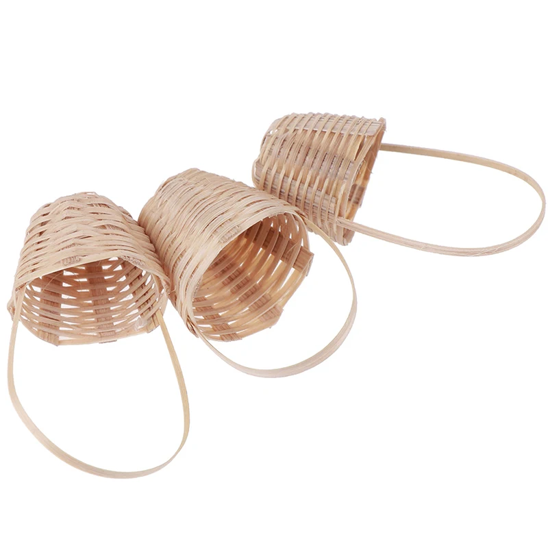 

MINI Bamboo Basket Simulation Food Basket Model Toys for Doll House Decoration 1/12 Dollhouse Miniature Accessories