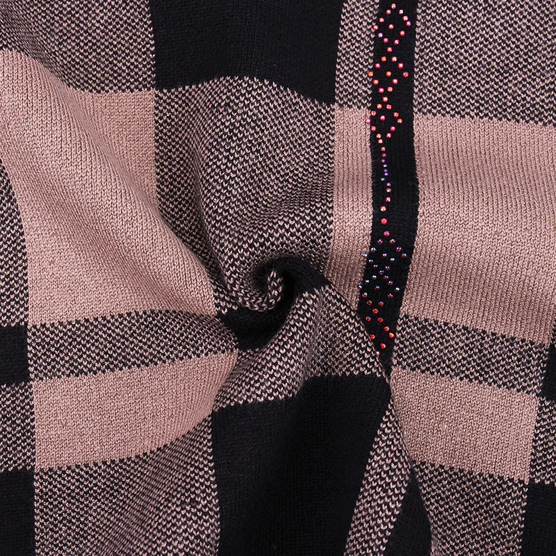 

Sweater For Women Autumn Plaid Winter Fall Casual Pullovers O-neck Top Female Knitwear Women's Sweaters Yellow 1886