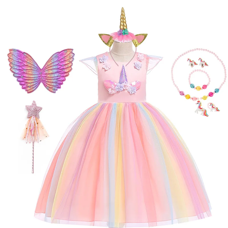 

Purim Girls Unicorn Tutu Dress Pastel Rainbow Princess Girls Birthday Party Children Kids Halloween Unicorn Perform Costume