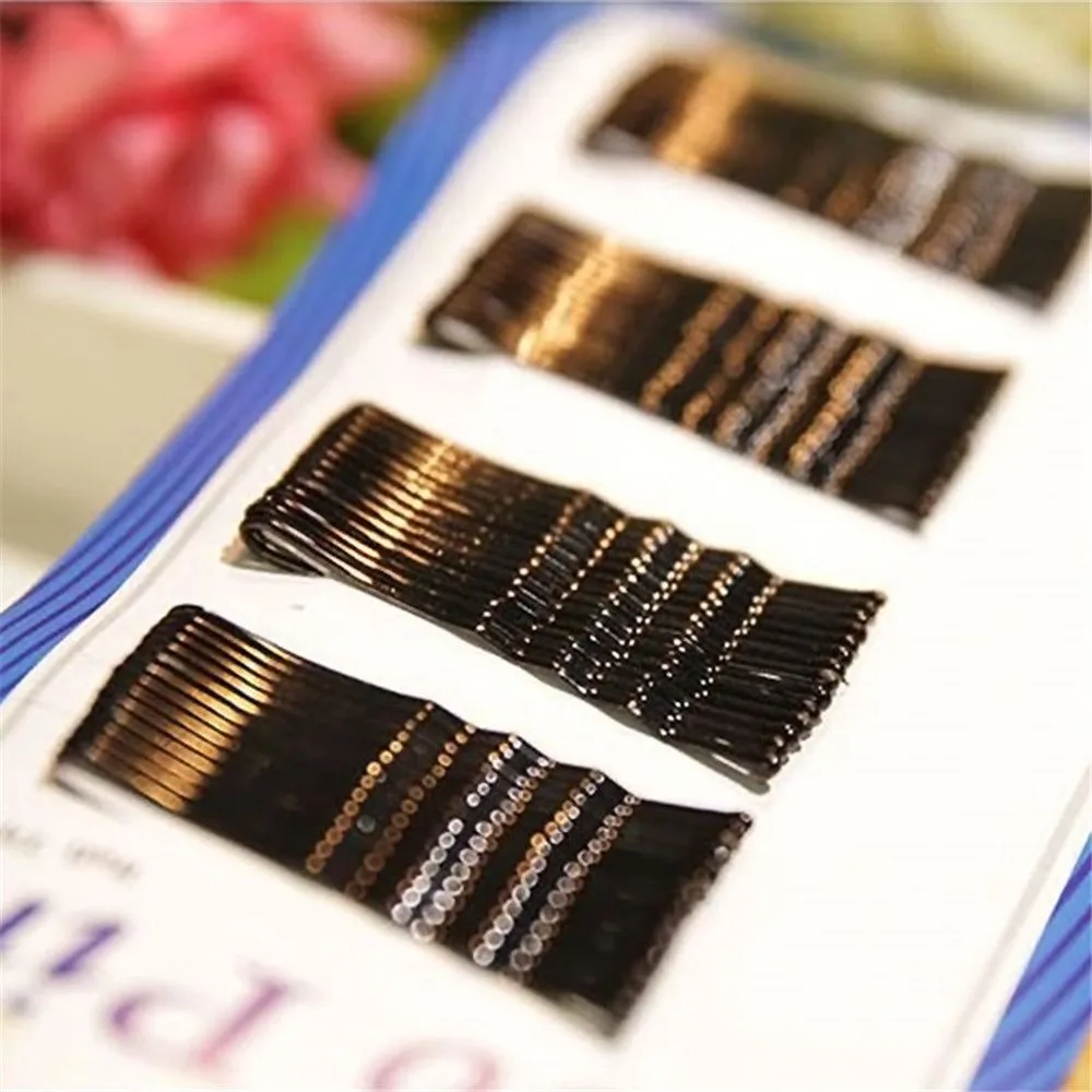 Зажимы для волос прямые женские черные невидимые заколки невидимки салона