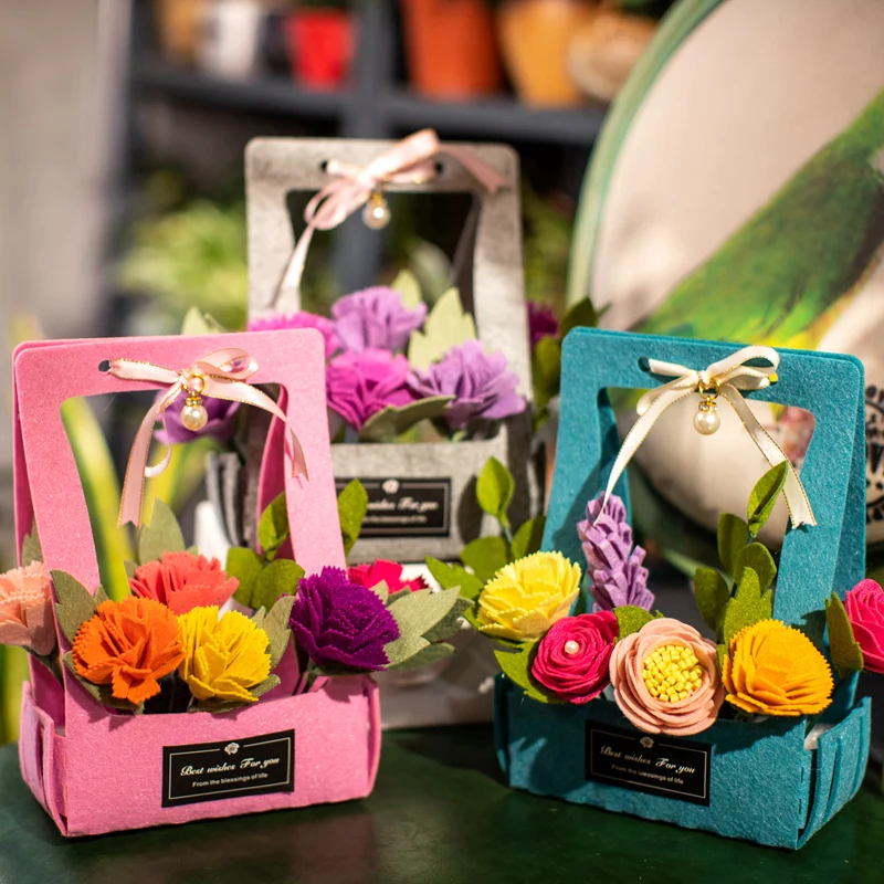 

Creative 8Styles Simulation Bouquets Felt DIY Material Bag Handmade Free Cut Artificial Flower Felts For Wedding Rome Decoration