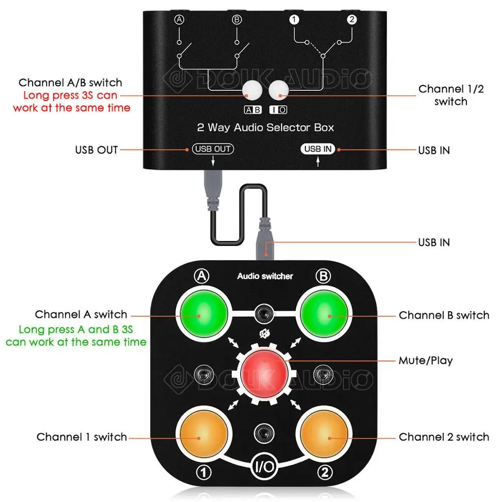 Двухканальный аудио переключатель Mini 2 в выхода для наушников 3 5 мм разветвитель