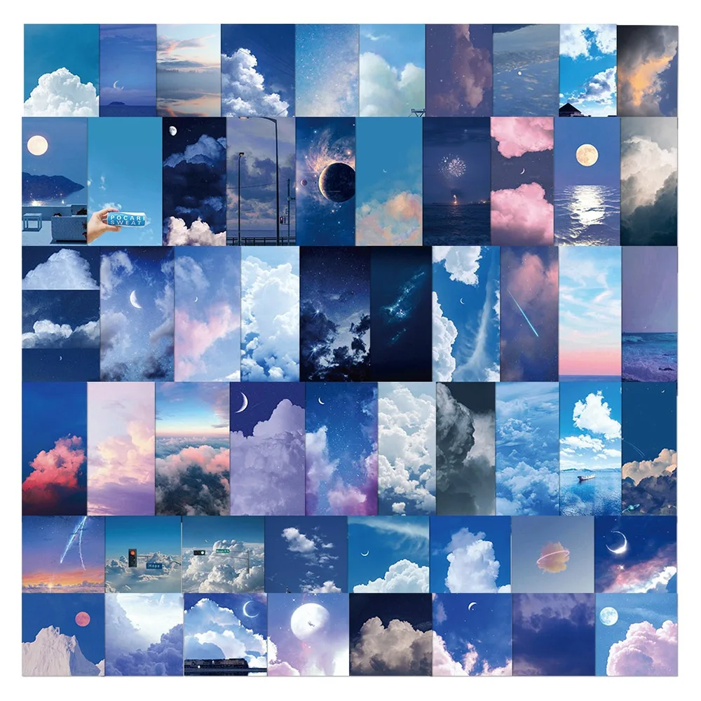 

10/30/50PCS Blue Sky Healing Hand Account Collection Sticker Notebook Diary Suitcase Phone Case Sticker Waterproof Wholesale