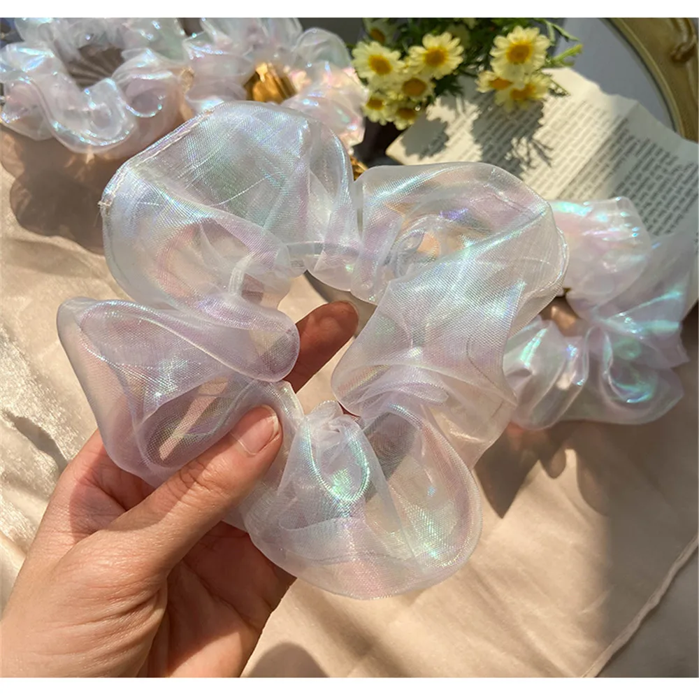 1 шт. блестящие белые резинки из органзы для волос эластичные девочек повязка на