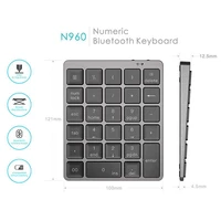 aluminum alloy 28 keys wireless bluetooth numeric keypad ultra thin mini portable rechargeable office home numpad