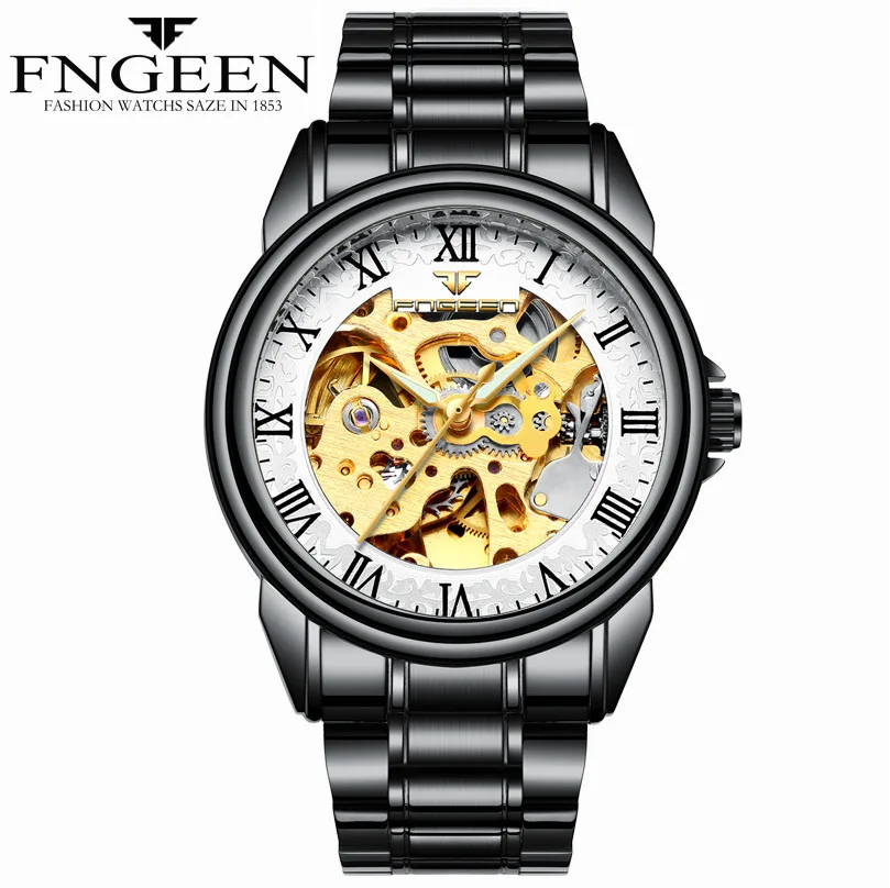 

2021 mechanical watch hollow student Swiss men's watch black waterproof sports luminous spot ultra-thin explosion model