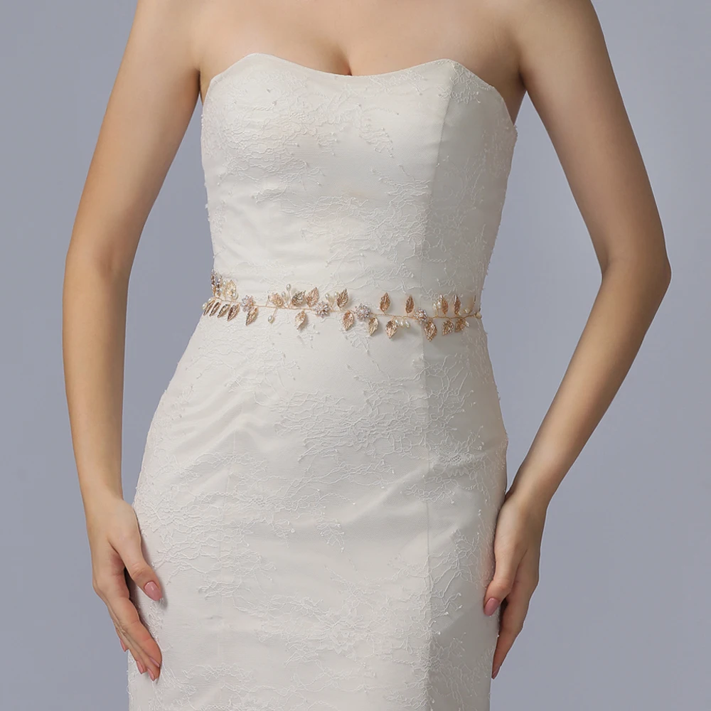 ZMSH110 Быстрая доставка Аксессуары для свадебного Пояса Золотые листья и сплав