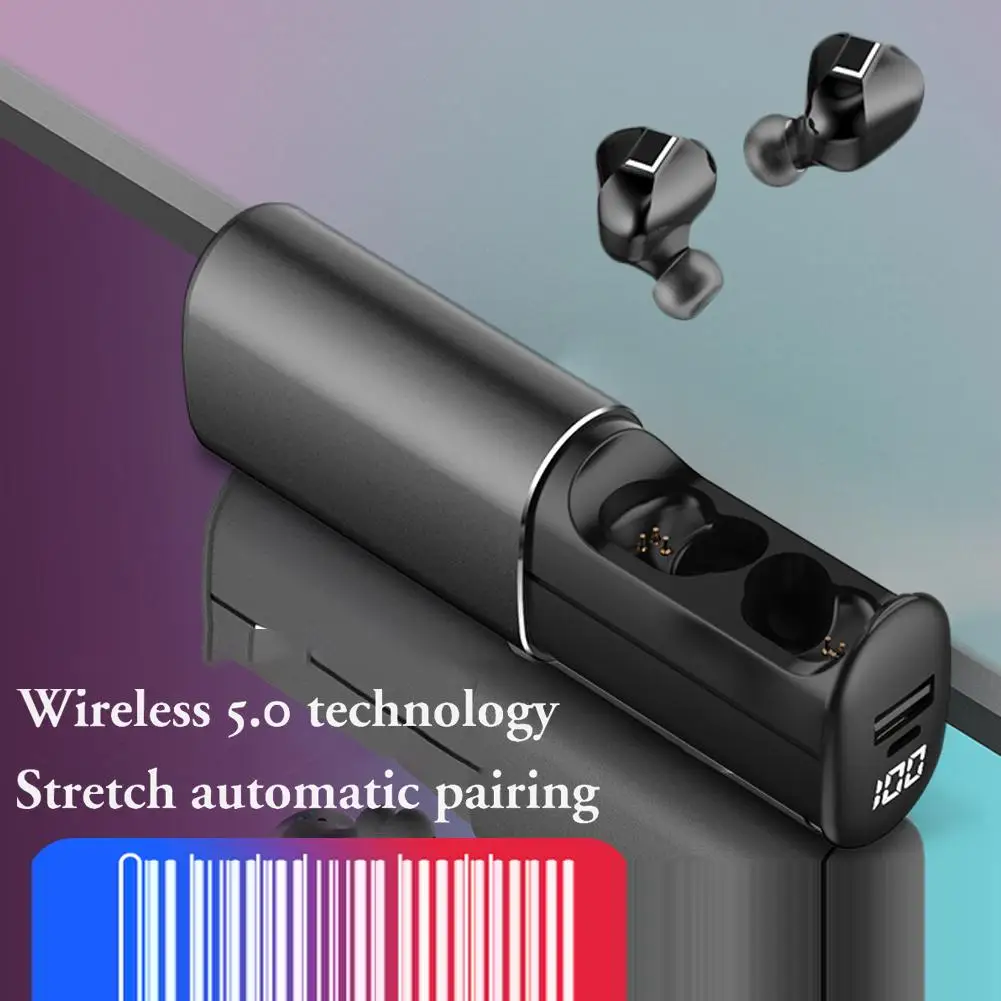 T60 True Беспроводной Bluetooth 5 0 гарнитура наушники цифровой Дисплей 2600 мА/ч Длинные