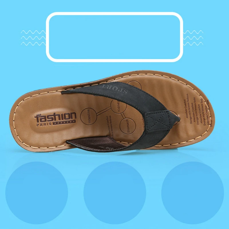 Летние высококачественные мужские шлепанцы Вьетнамки из натуральной кожи