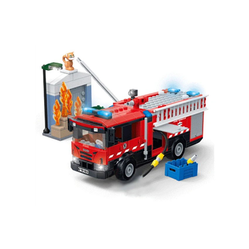 

Block GUDI City Fire Station Ambulance Plane Car Building Blocks Bricks Kits Assembled Educational Toys For Children