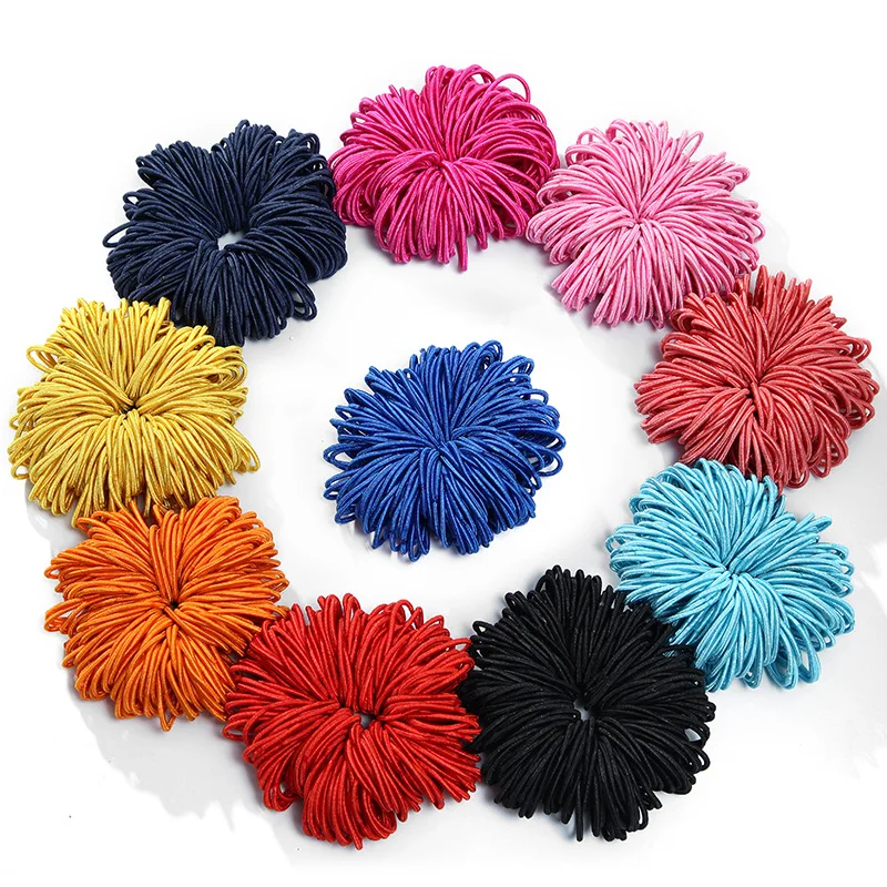 

100pcs Fashion Colorful Rubber Band Hair Ring Head Rope Korean Version Simple Hand-Made Elastic Rubber Band