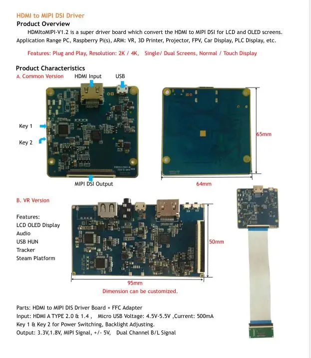 

5.5 inch 2K high-resolution screen LS055R1SX04 driver board with VGA HDMI USB interface