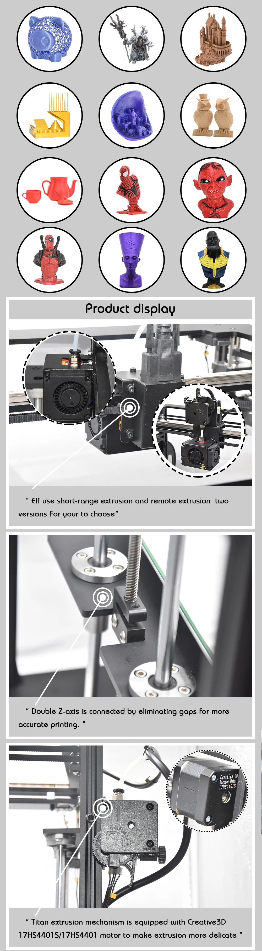 Creative3D BestNew CoreXY Elf двойной z axis 3d принтер, высокоточный алюминиевый профиль рама большая площадь