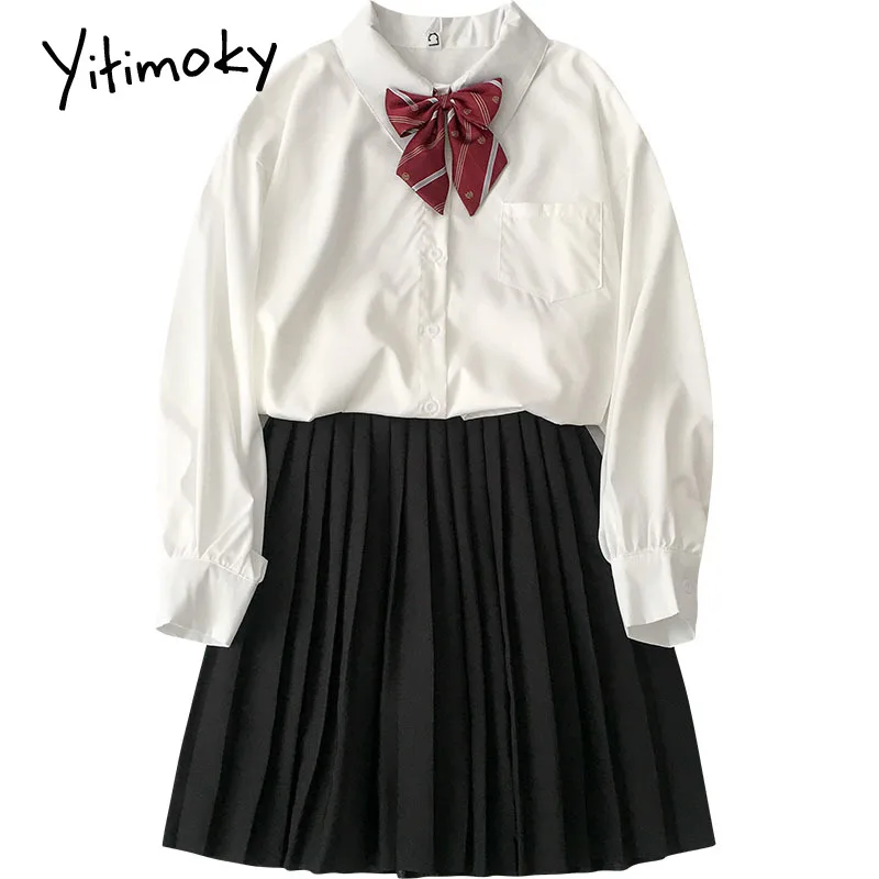 

Yitimoky Korean Fashion Preppy Style Shirt Women TopsCasual Vintage Straight Long Sleeve Blouse Ladies 2021 Spring Summer New