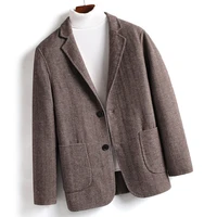 autumn winter wool coat men short blazer woolen coat thicken slimming business suit double sided woolen casual coat kz881901