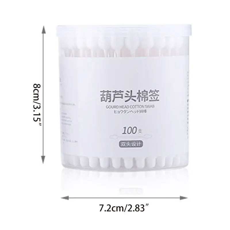 

100Pcs Pear Cucurbit Shaped Double Tipped Cotton Swab Multipurpose Antibacterial Baby Ear Cleaning Paper Shaft Stick Makeup Tool