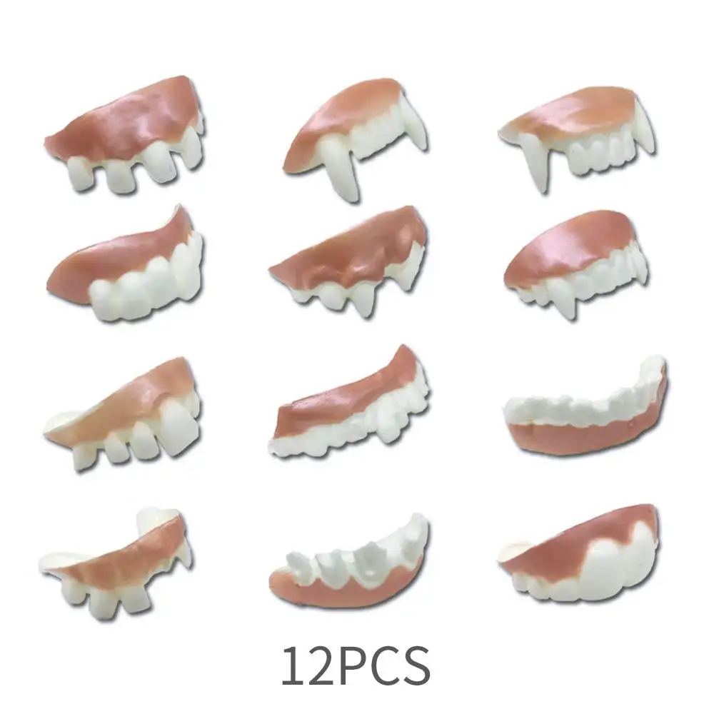 

Props Make Up Costume Funny 12pcs Teeth Makeup Halloween Tricky Kit Halloween Demon Teeth Dress Fancy PVC Horrible Cosplay