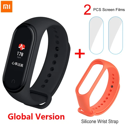 Orage strap 2 film Xiaomi Mi 4 смарт-браслет 5ATM водонепроницаемый 0,96 ''AMOLED цветной сенсорный экран для сердечного ритма фитнес-браслет - Цвет: Orage strap 2 film