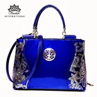 Сумка AMELISH женская из лакированной кожи, модный саквояж на плечо для офиса, сумочка-тоут с вышивкой для вечеринки