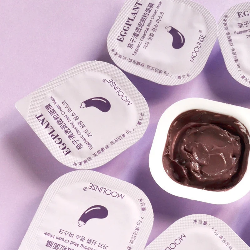 

2021 New Natural Eggplant Extract Mud Facial Mask Oil Control Moisturizing Acne Black dots Deep Cleaning Mask For Eensitive Face