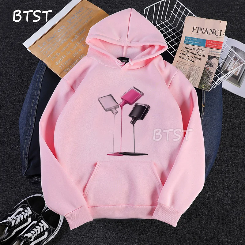 

Spring Autumn 2020 Classic Vogue Hoodies Women High Heel Bag Perfume Flowers Print Oversized Hoodie Girl Harajuku Woman Clothes