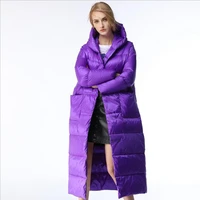 122cm ankle length winter oversze fluffy coat 90 down coats female hooded windproof warm duck down outerwear f235
