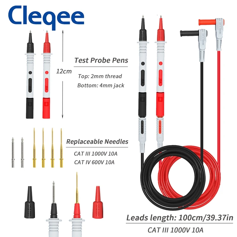 Мультиметр Cleqee P1033B комплект измерительных щупов с 4 мм банановыми разъемами щупы