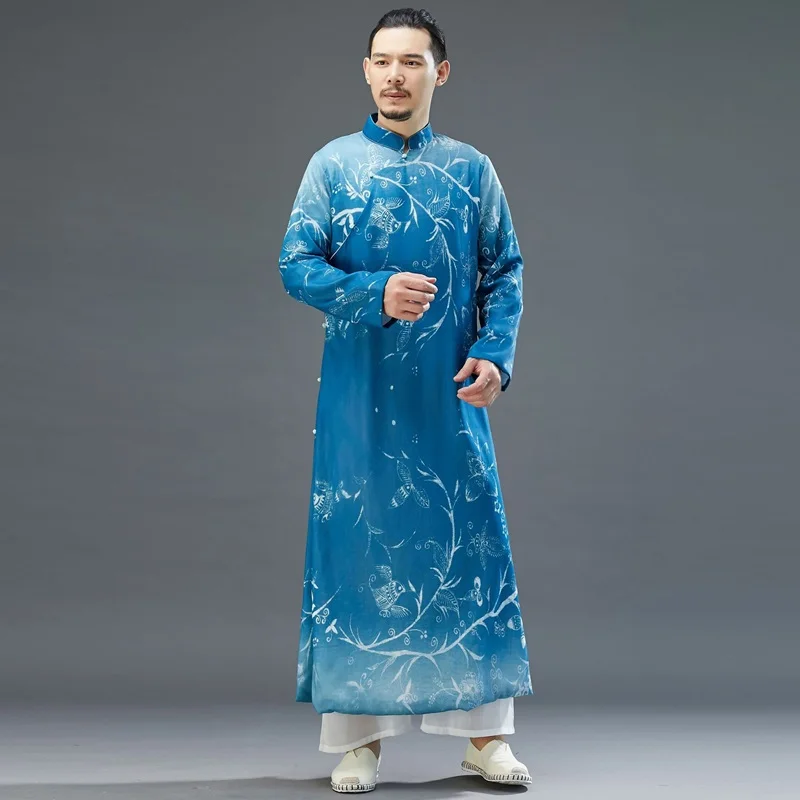 Традиционная китайская одежда для мужчин ханьфу платья мандарины униформа кунг