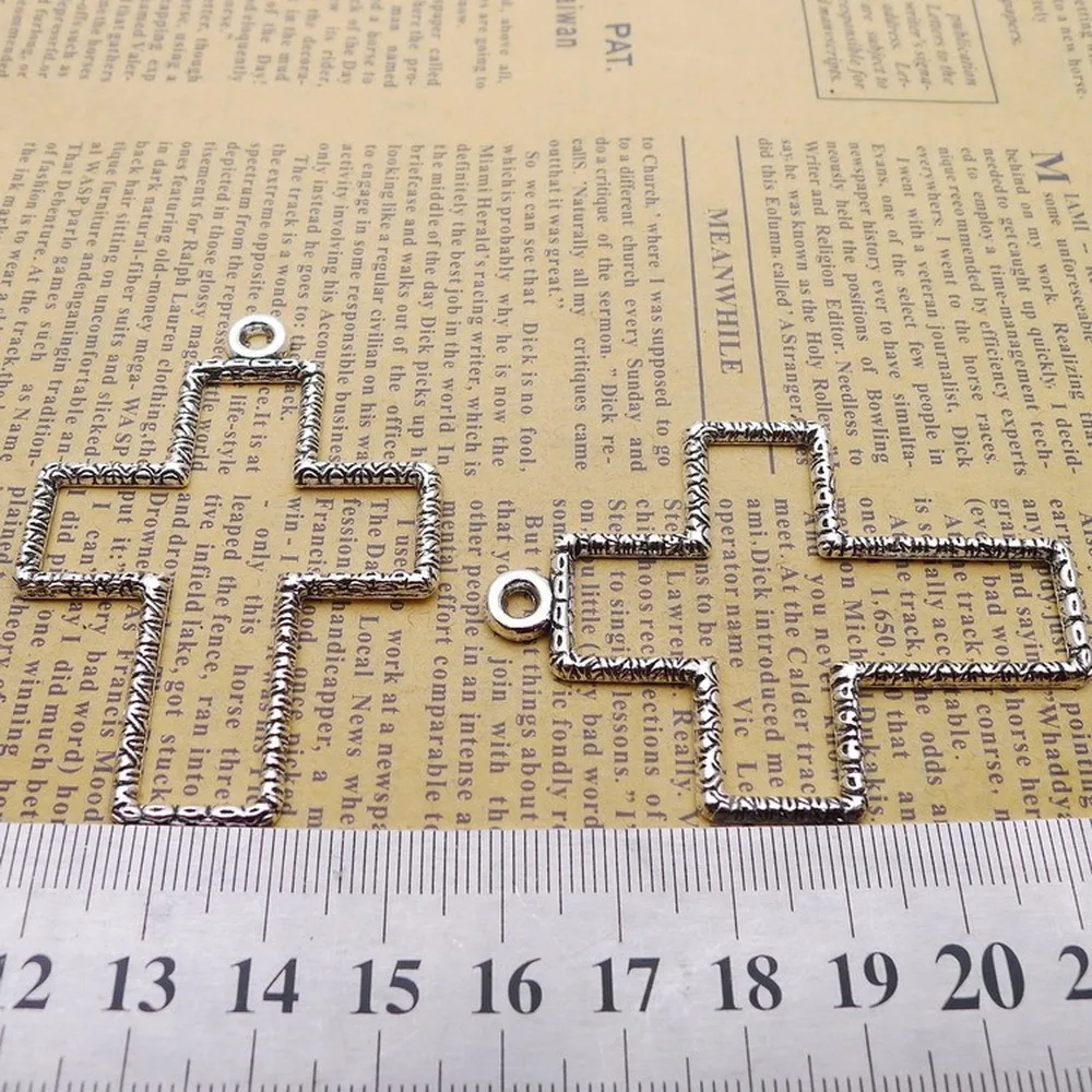 

50pcs Cross Charms 43mm x 59mm DIY Jewelry Making Pendant antique silver color