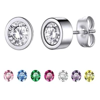 goldchic birthstone earring studs for women round cut cubic zirconia stainless steel 7 birthstones interchangeable jewellery