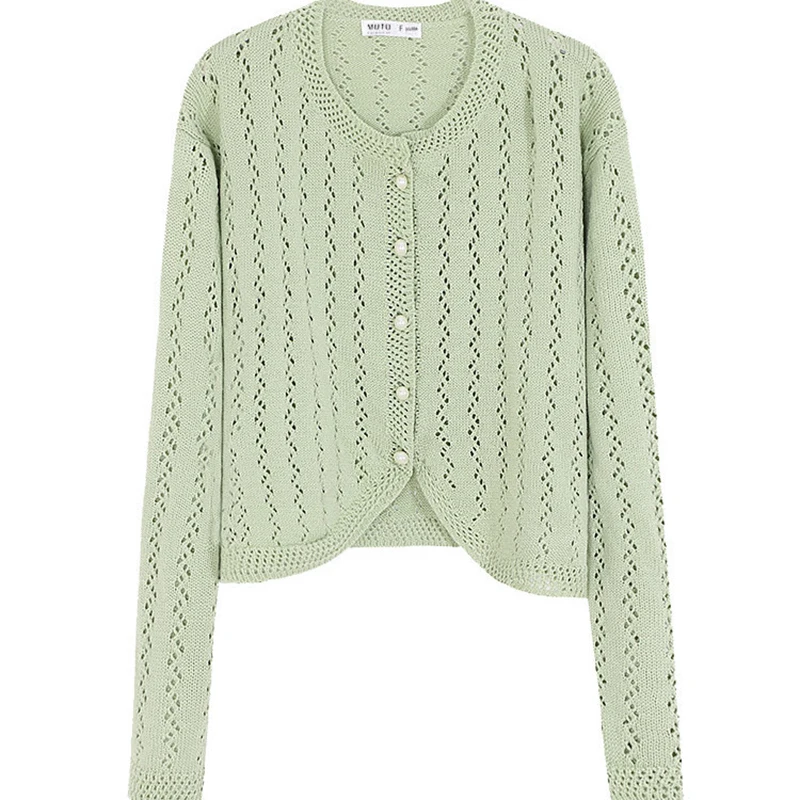 

All Matched Knitted Short Cardigan Women Hollow Out Loose Sweater Solid Sweet Femal Top