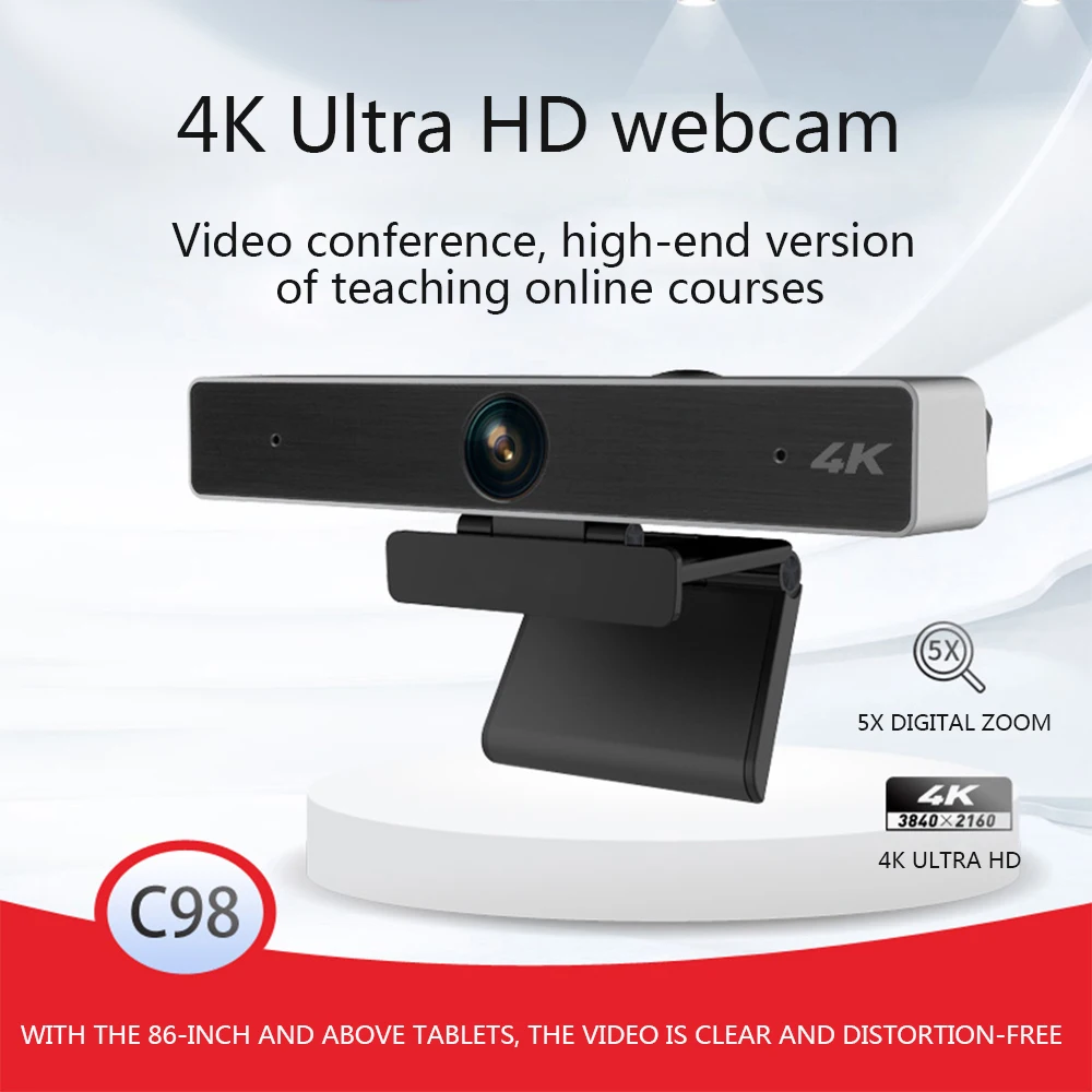 Веб-камера C98 4K UHD для видеоконференций потоковая запись 5-кратный цифровой зум