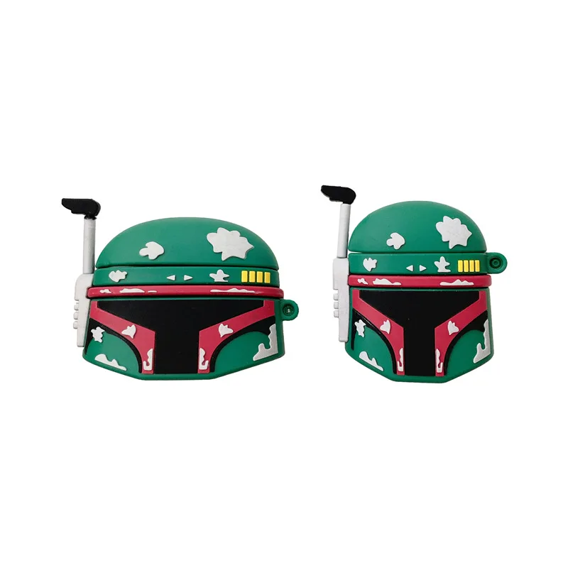 

Hot Sale 3D Mandalorian Boba Fett Helmet Design Earphone Case with Keychain for Airpods Pro Cartoon Cool Cover for Airpods 1/2